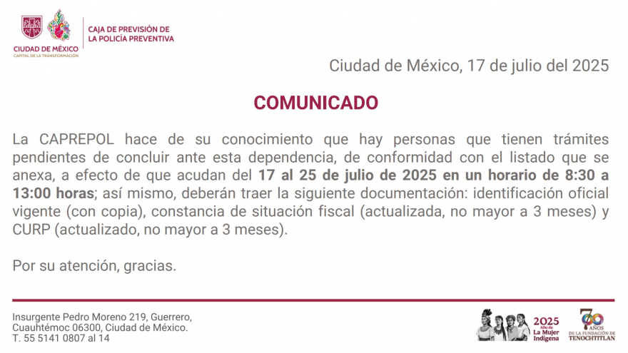 Aviso Importante. De clic para descargar el listado