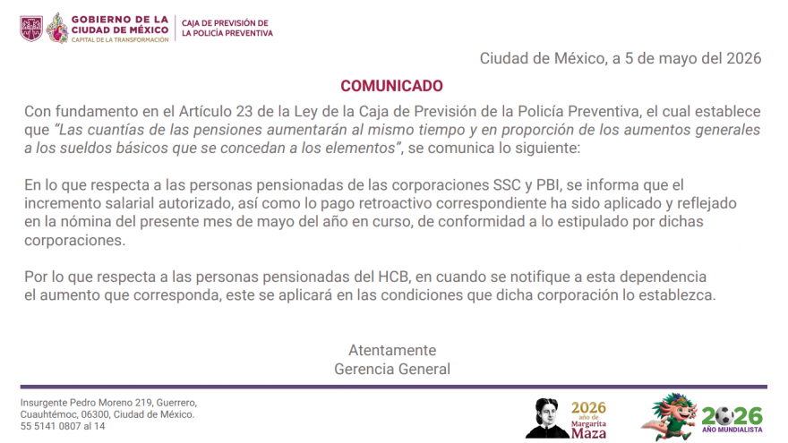 Comunicado Incremento y Retroactivo